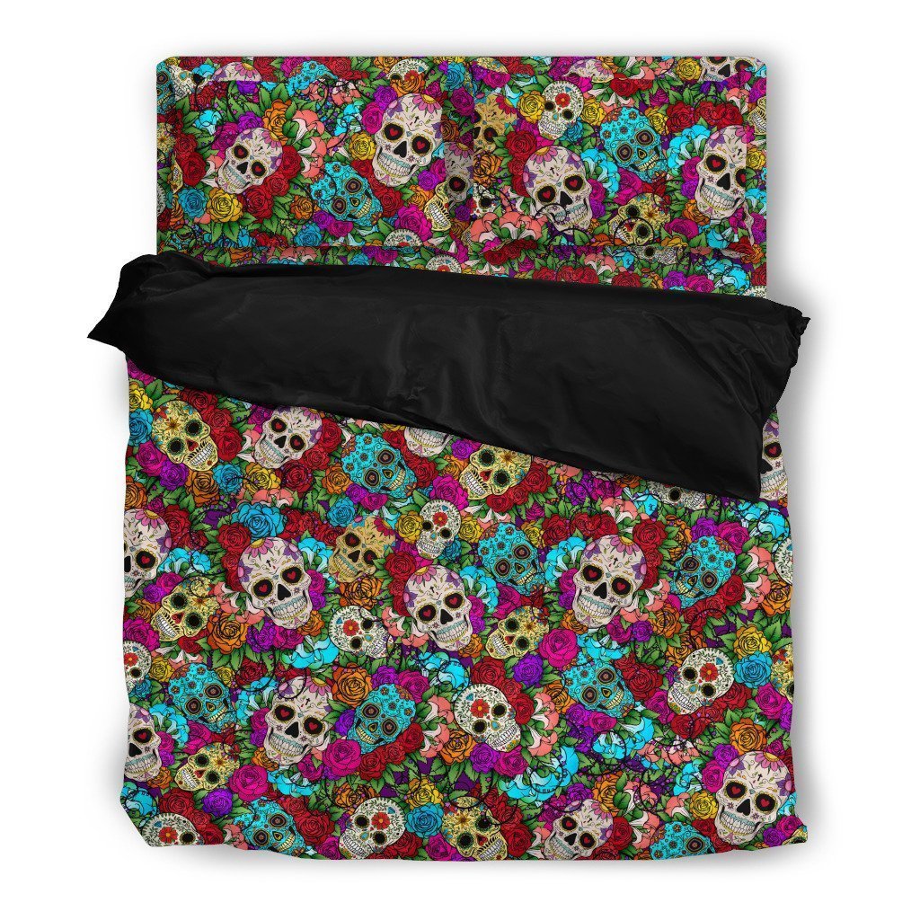 Skull & Flowers Duvet-6teenth World™-Bedding Set-Twin-Vibe Cosy™