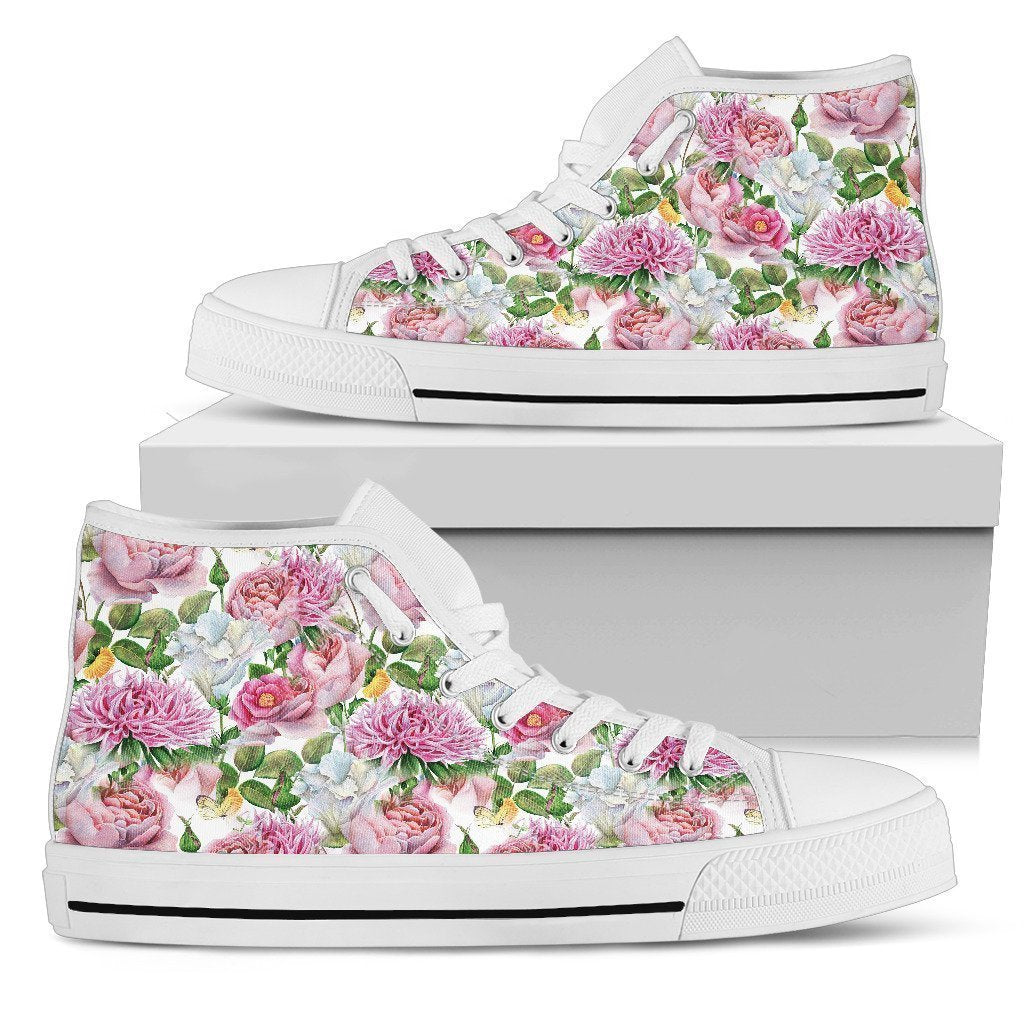 Watercolor Floral Women's High Top Shoes-6teenth World™-Women's High Top Shoe-US5.5 (EU36)-Vibe Cosy™