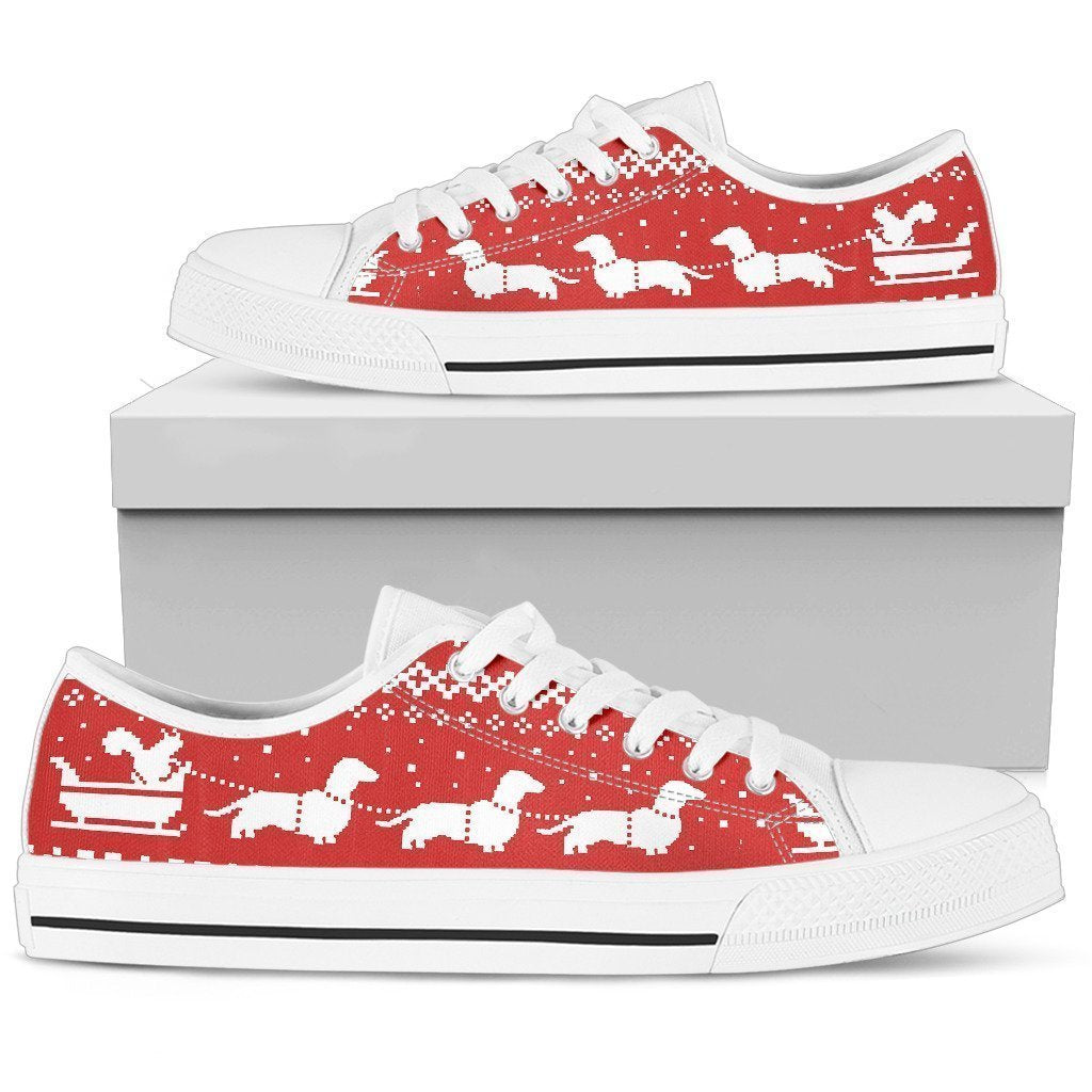 Dachshund Lover Christmas Women's Low Top Shoe-6teenth World™-Women's Low Top Shoe-US5.5 (EU36)-Vibe Cosy™