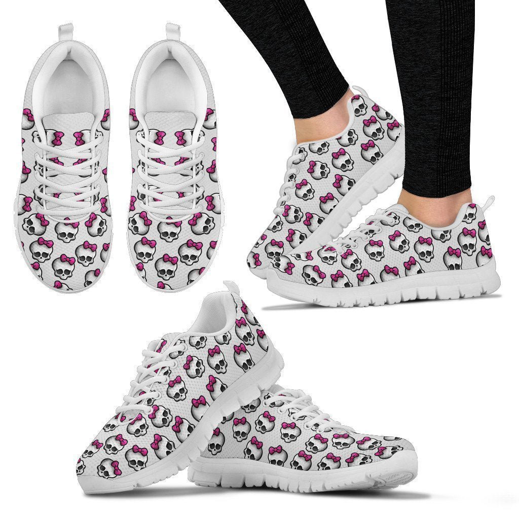 Pink Ribbon Skull Sneakers - White-6teenth World™-Women's Sneakers-US5 (EU35)-Vibe Cosy™