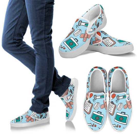 Pharmacy Technician Style 2 Men's Slip Ons (White)-6teenth World™-Kid's Sneakers-US8 (EU40)-Vibe Cosy™