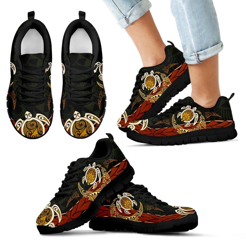 Turtle Polynesian Sneakers - AH-SNEAKERS-Alohawaii-Kid's Sneakers-11 CHILD (EU28)-Black-Vibe Cosy™