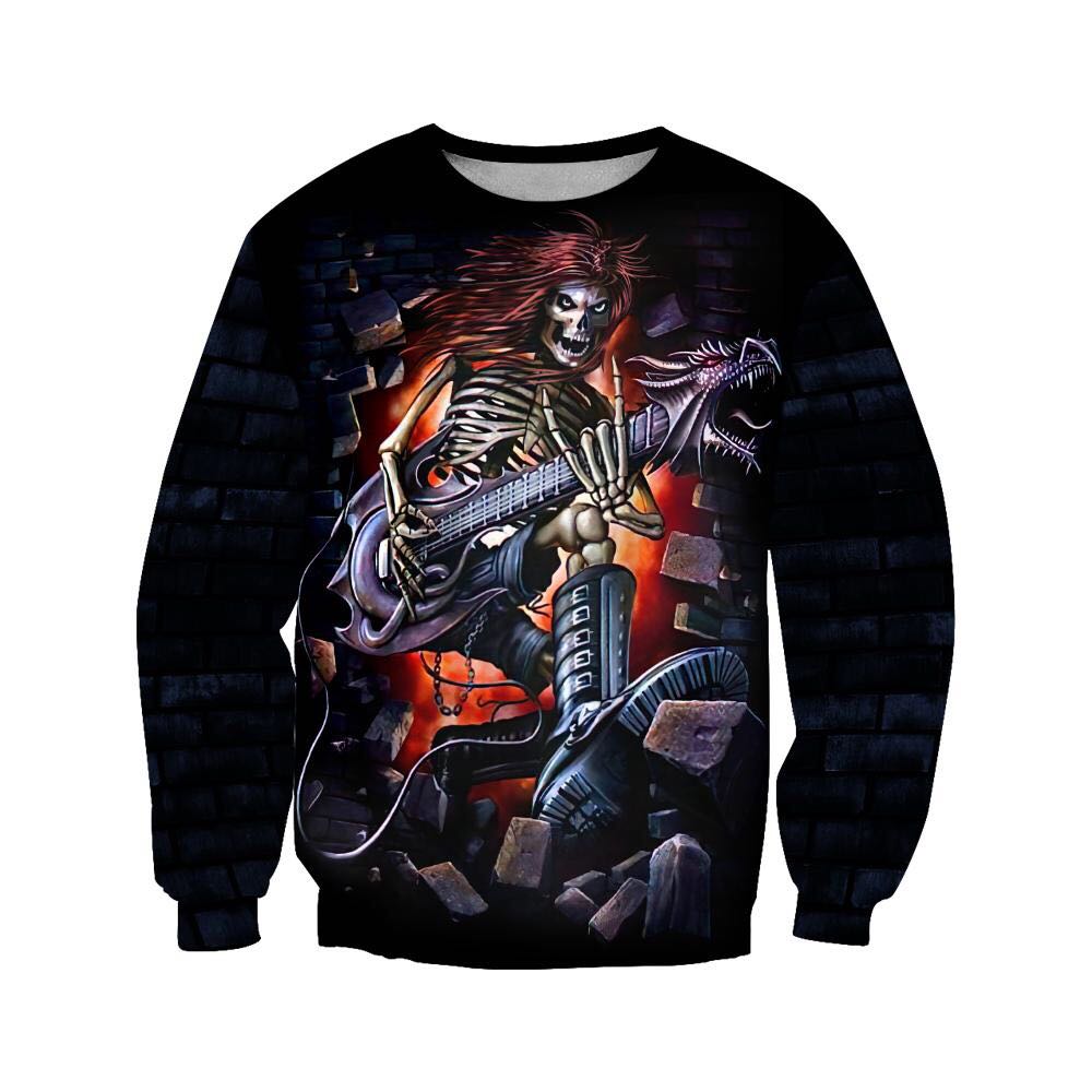 Music Skull rock and roll 3D all over printed for man and women JJ27062002-Apparel-PL8386-Sweatshirt-S-Vibe Cosy™
