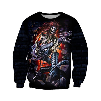 Music Skull rock and roll 3D all over printed for man and women JJ27062002-Apparel-PL8386-Sweatshirt-S-Vibe Cosy™