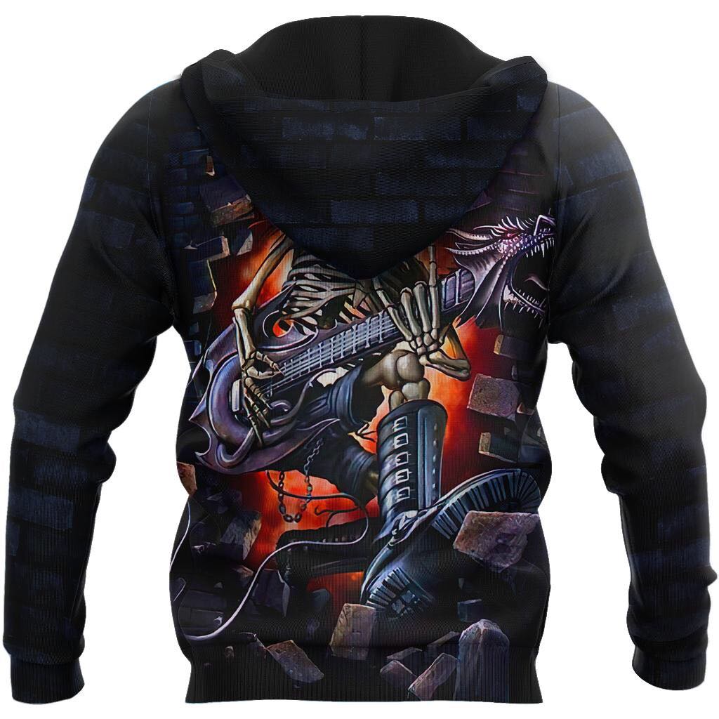 Music Skull rock and roll 3D all over printed for man and women JJ27062002-Apparel-PL8386-Hoodie-S-Vibe Cosy™