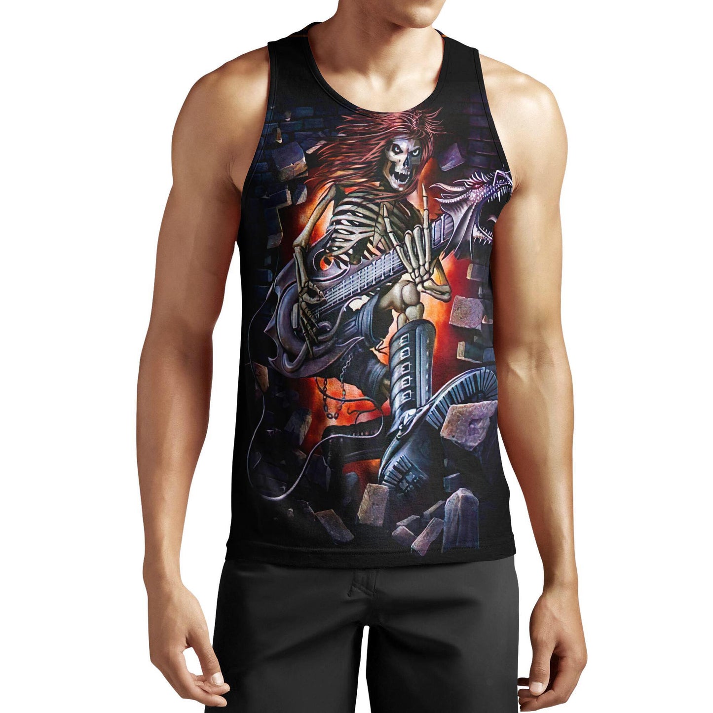Rock and roll Skull music 3D all over printed for man and women JJ27062002-Apparel-PL8386-Tank Top-S-Vibe Cosy™
