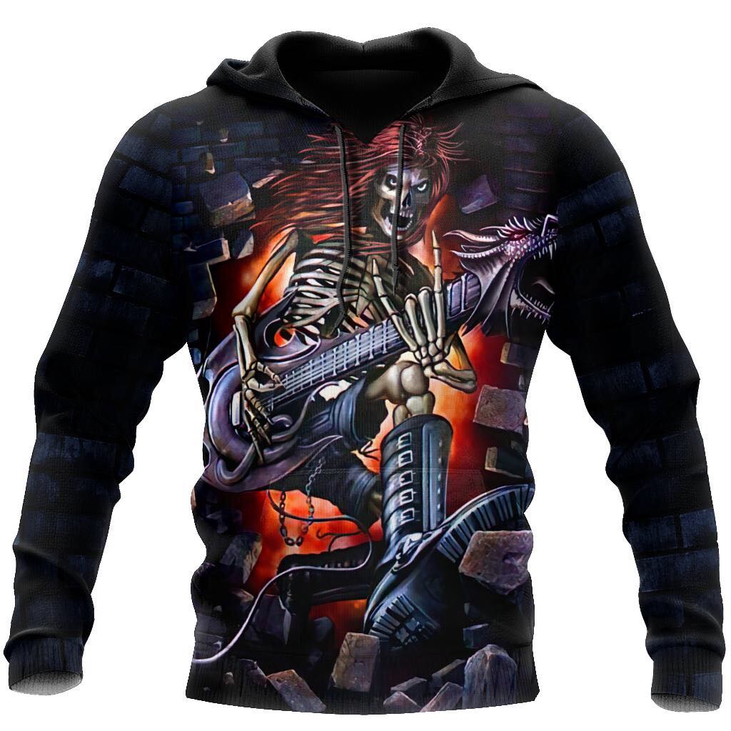 Rock and roll Skull music 3D all over printed for man and women JJ27062002-Apparel-PL8386-Hoodie-S-Vibe Cosy™
