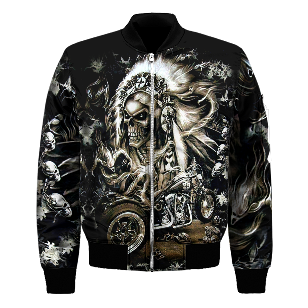Skull Motorbike Boomber Jacket 3D All Over Printed Shirts For Men HHT21072006-LAM-Apparel-LAM-Bomber Jacket-S-Vibe Cosy™