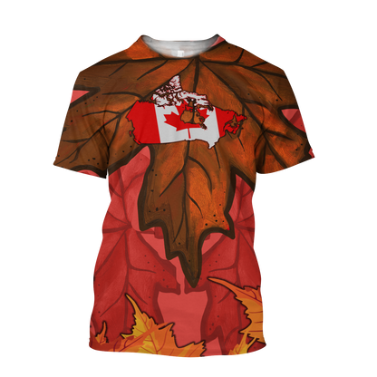 Canada Maple Leaf Autumn Hoodie-HHT08072008-Apparel-PL8386-T-Shirt-S-Vibe Cosy™