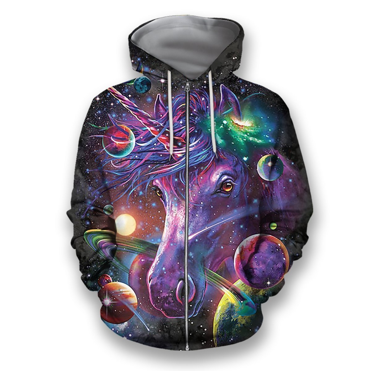 3D all over print galaxy unicorn-Apparel-HbArts-Zipped Hoodie-S-Vibe Cosy™