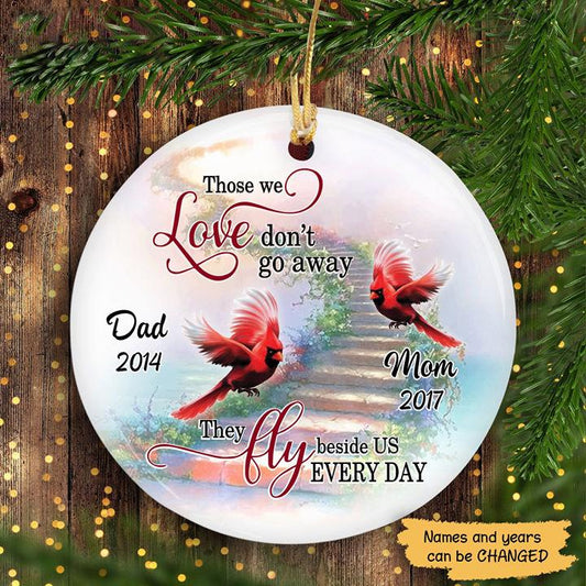 Personalized Memorial Dad Mom Gift Cardinal Christmas Ornaments