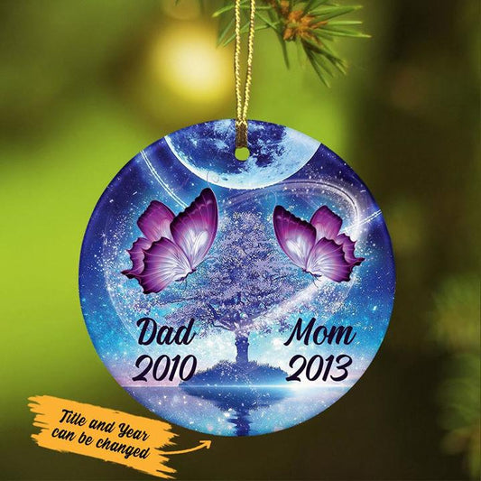 Personalized Memorial Dad Mom Gift Butterflies Christmas Ornaments