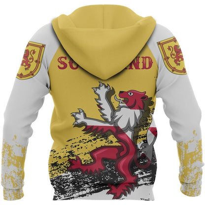 Rampant Lion of The Royal Arms of Scotland Hoodie Yellow-Apparel-HD09-Zip Hoodie-S-Vibe Cosy™