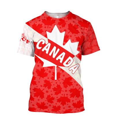Canada All Over Print Hoodie Maple Leaf-Apparel-PL8386-T-Shirt-S-Vibe Cosy™