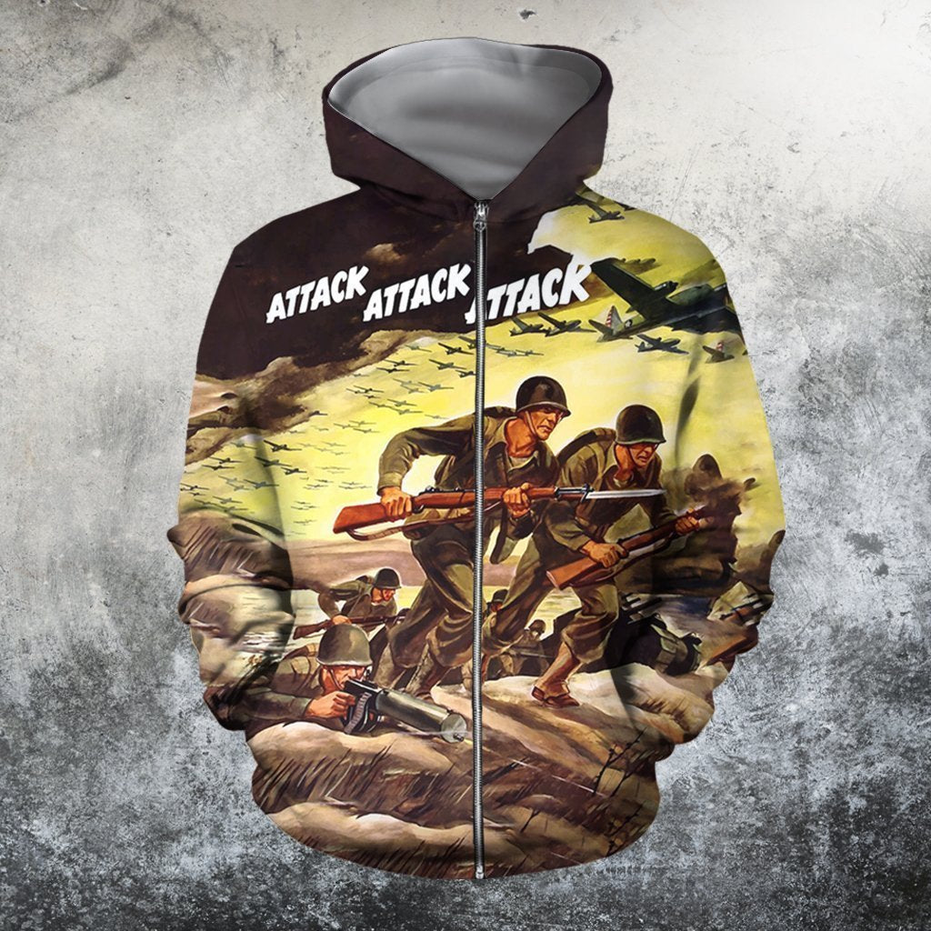 Beautiful World War II Shirts-Apparel-HP Arts-ZIPPED HOODIE-S-Vibe Cosy™
