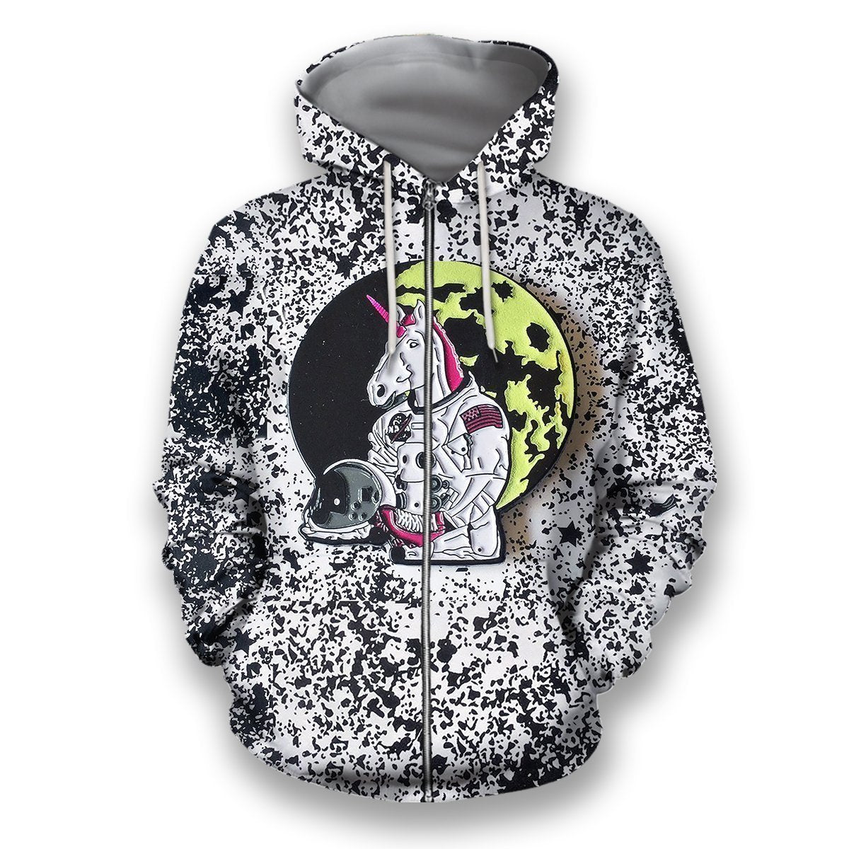 3D all over print astronaut unicorn-Apparel-HbArts-Zipped Hoodie-S-Vibe Cosy™