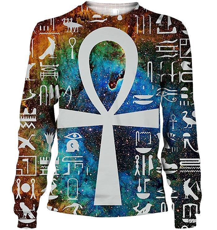 All Over Printed Egyptian Cross Galaxy-Apparel-HbArts-Sweatshirt-S-Vibe Cosy™