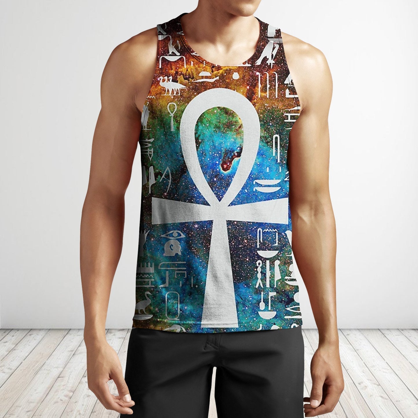 All Over Printed Egyptian Cross Galaxy-Apparel-HbArts-Tank top-L-Vibe Cosy™