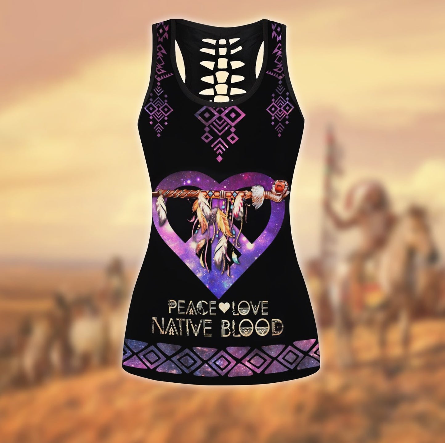 Native American 3D All Over Printed Legging + Hollow Tank