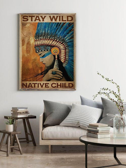 Native American 3D All Over Printed Canvas Poster