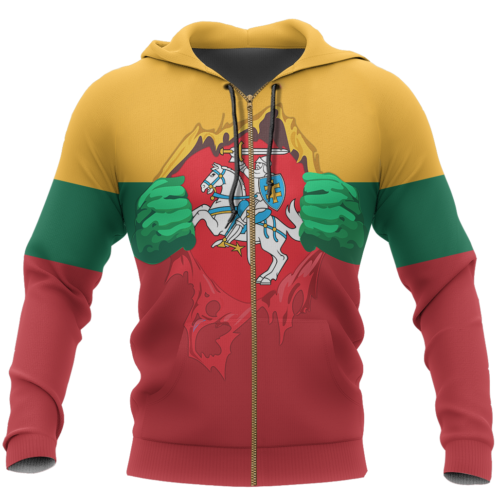 Lithuania - Lietuva Superhero Hoodie-Apparel-Phaethon-Zipped Hoodie-S-Vibe Cosy™