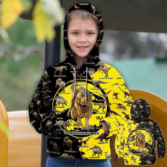 Dinosaur World Tyrannosaurus Yellow 3D design printed shirts for Kids