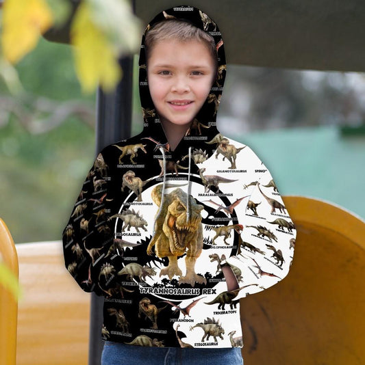 Dinosaur World Tyrannosaurus white 3D design printed shirts for Kids
