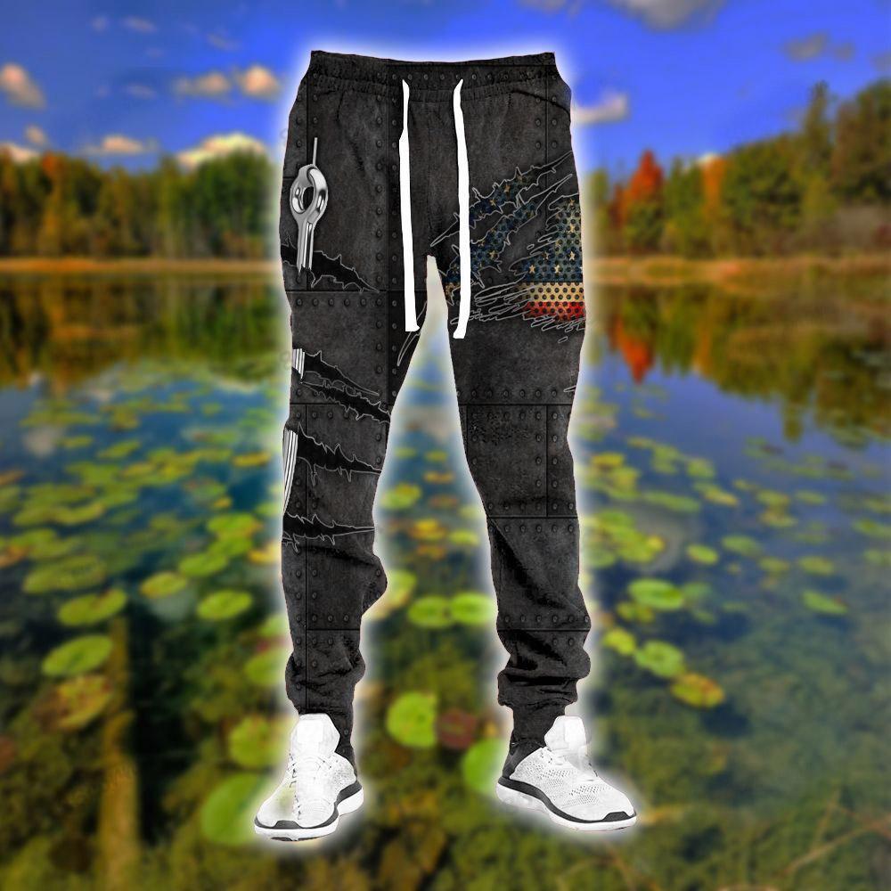 Fishing Hook Crack US Flag 3d print Combo Hoodie And Sweatpants