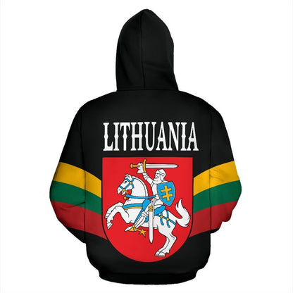 Lithuania Flag Wing Black Hoodie-Apparel-Phaethon-Zipped Hoodie-S-Vibe Cosy™