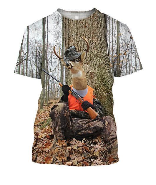 All Over Print Deer Hunting H850B-Apparel-HbArts-T-Shirt-S-Vibe Cosy™