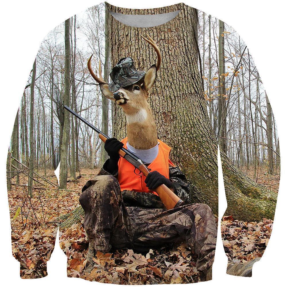 All Over Print Deer Hunting H850B-Apparel-HbArts-Sweatshirt-S-Vibe Cosy™