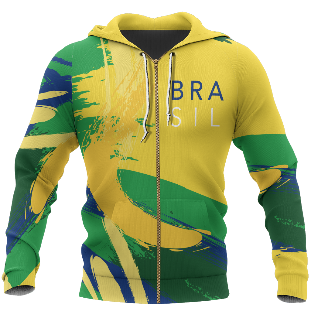 Brasil Athletic Spirit Pullover Hoodie-Apparel-Phaethon-Zip- Up Hoodie-S-Vibe Cosy™