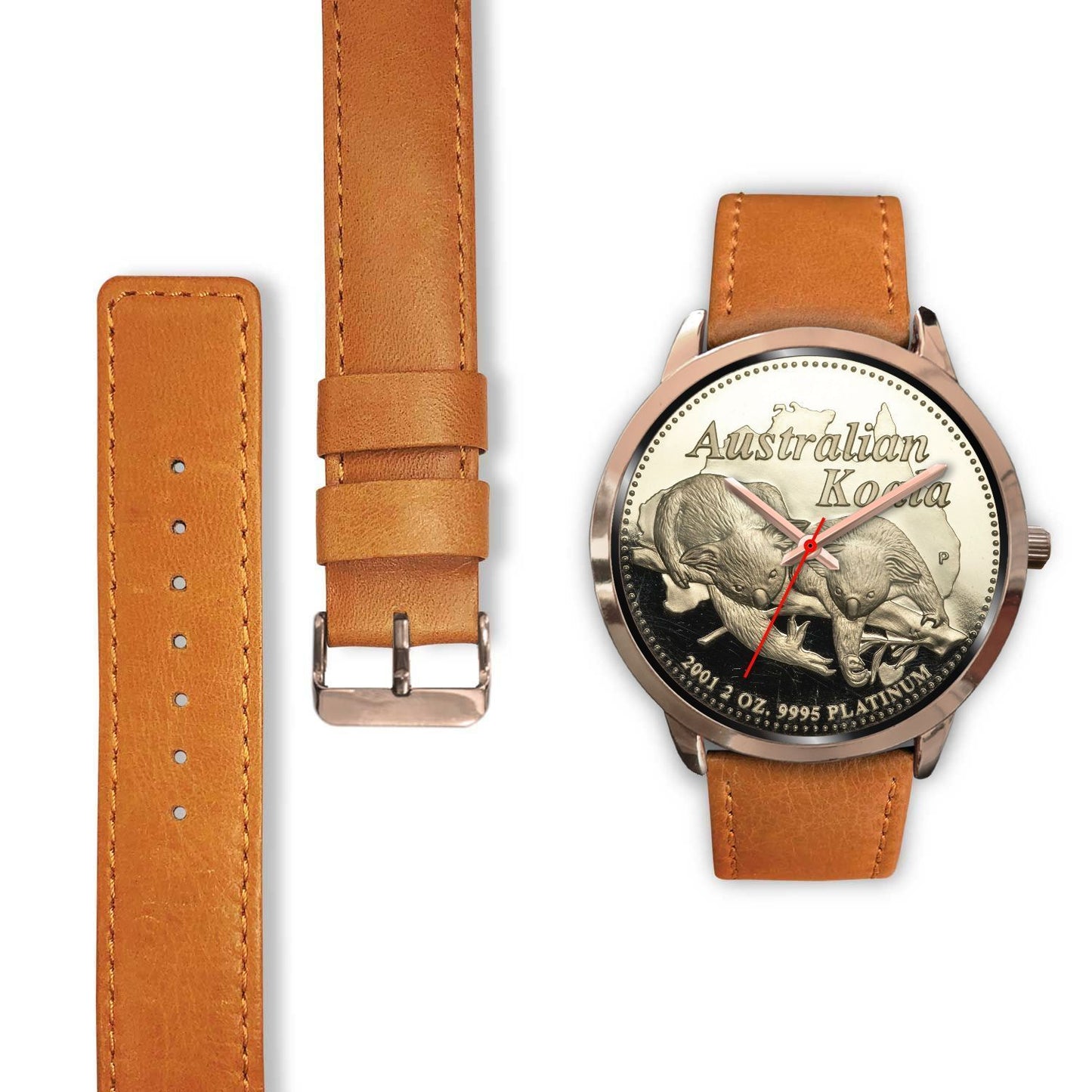 Australia koala rose gold watch NN8-ROSE GOLD WATCHES-HP Arts-Mens 40mm-Brown Leather-Vibe Cosy™