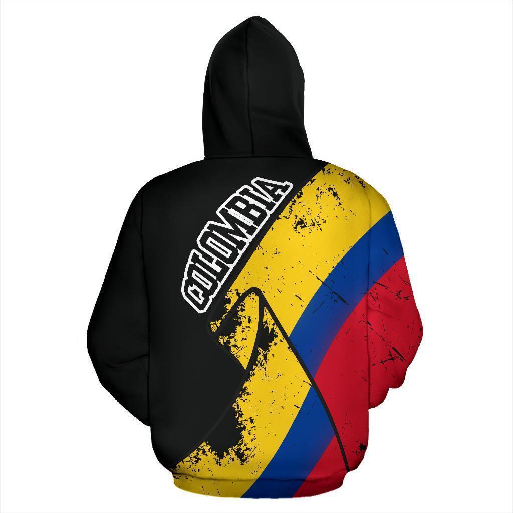 Colombia Special Grunge Flag Pullover Hoodie-Apparel-Phaethon-Hoodie-S-Vibe Cosy™