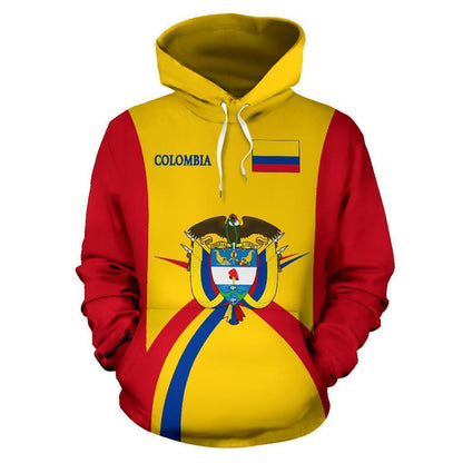 Colombia Hoodie Coat Of Arms - Sports Style-Apparel-Phaethon-Hoodie-S-Vibe Cosy™