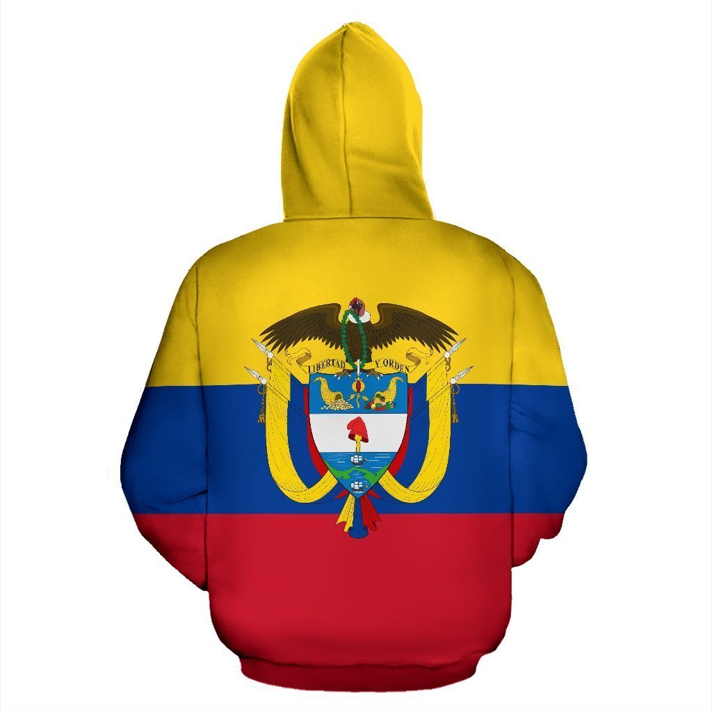 Colombia Flag and Coat of Arms Hoodie-Apparel-Phaethon-Zip- Up Hoodie-S-Vibe Cosy™
