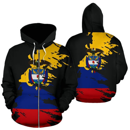 Colombia Hoodie Flag Painting-Apparel-Phaethon-Zip- Up Hoodie-S-Vibe Cosy™