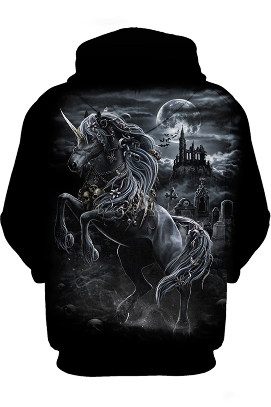 Black 3D All Over Printed Horse Skull Moon PL05032008-Apparel-PL8386-Zipped Hoodie-S-Vibe Cosy™