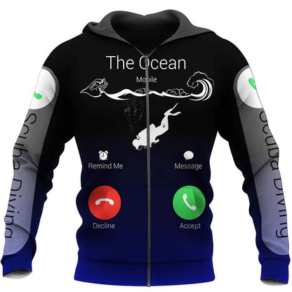 SCUBA DIVING THE OCEAN IS CALLING 3D ALL OVER PRINTED SHIRTS MP833-Apparel-MP-Hoodie-S-Vibe Cosy™