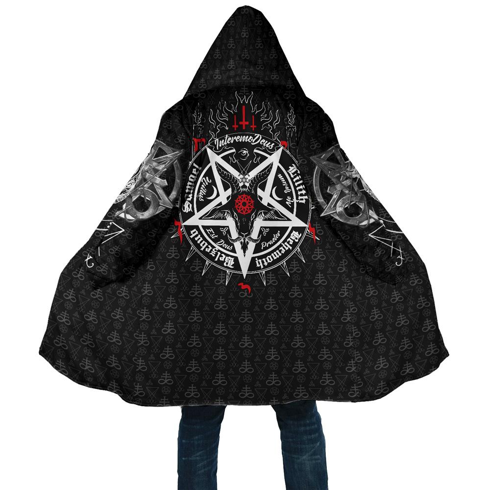 Satanic 5 Letters Hooded Coat MP855-Apparel-MP-Coat-S-Vibe Cosy™