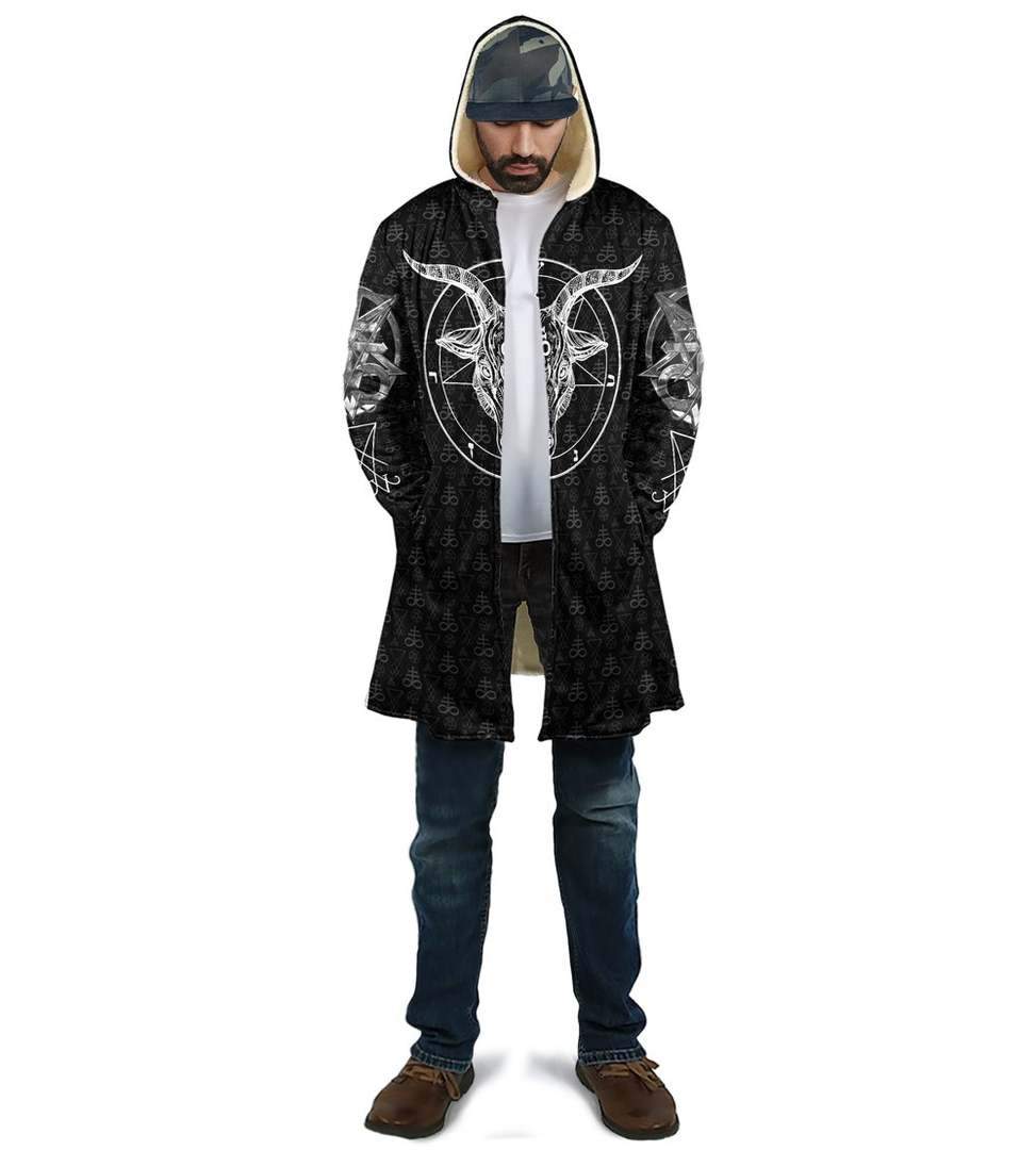 Satanic 5 Letters Hooded Coat MP855-Apparel-MP-Coat-S-Vibe Cosy™