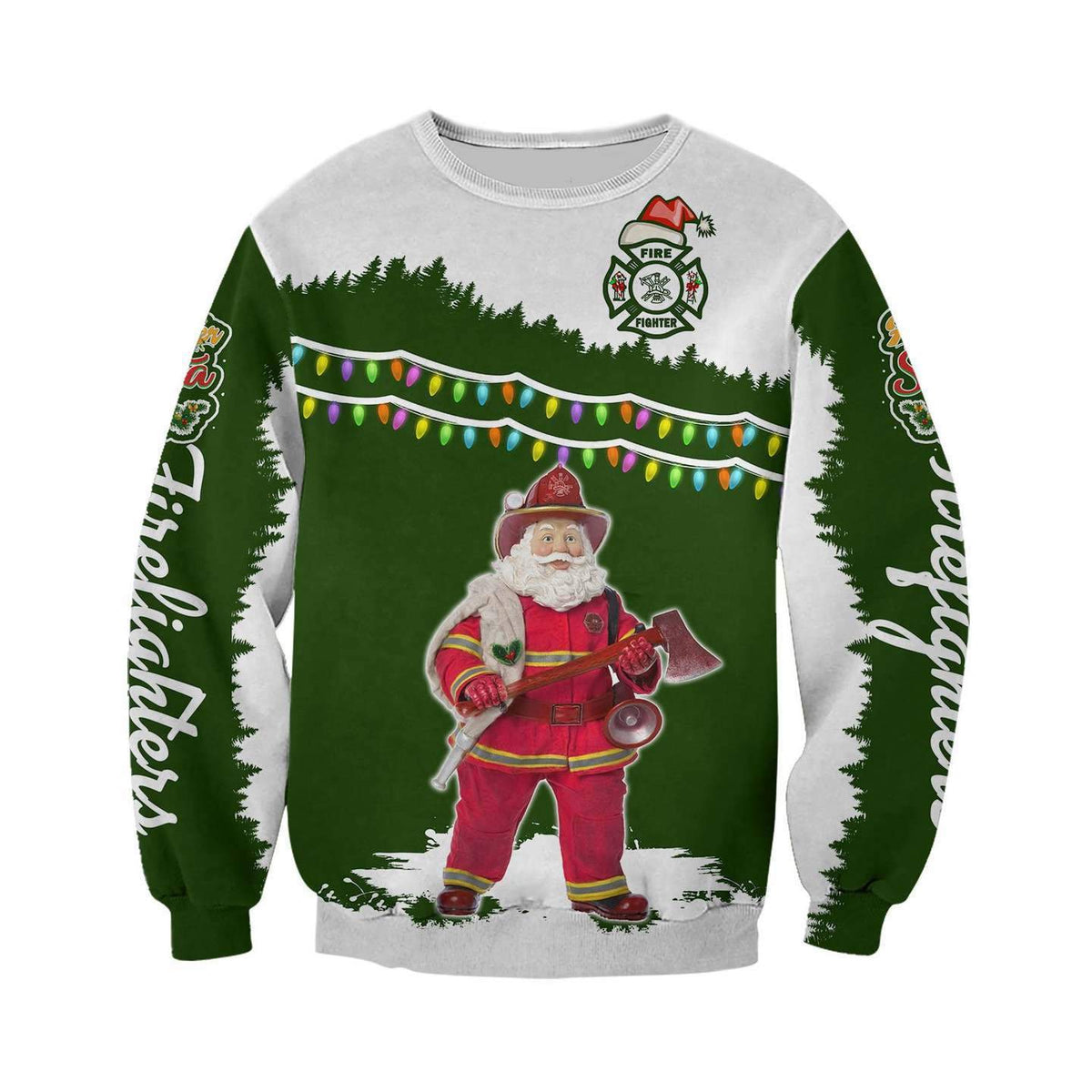 SANTA FIREFIGHTER 3D ALL OVER PRINTED SHIRTS MP805-Apparel-MP-sweatshirt-S-Vibe Cosy™