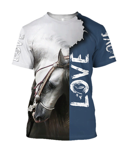 3D Beautiful White Horse Shirt - Winter Set for Men and Women JJ16115-Apparel-NNK-T-Shirt-S-Vibe Cosy™