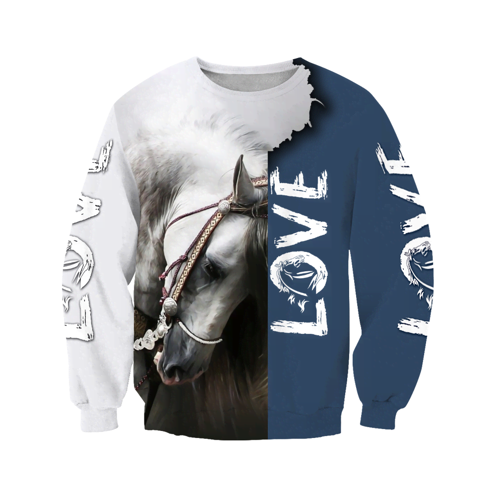 3D Beautiful White Horse Shirt - Winter Set for Men and Women JJ16115-Apparel-NNK-Sweat Shirt-S-Vibe Cosy™
