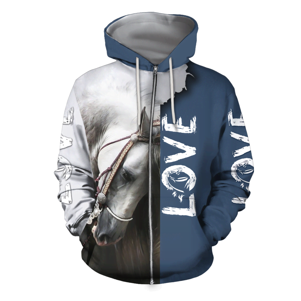 3D Beautiful White Horse Shirt - Winter Set for Men and Women JJ16115-Apparel-NNK-Hoodie-S-Vibe Cosy™