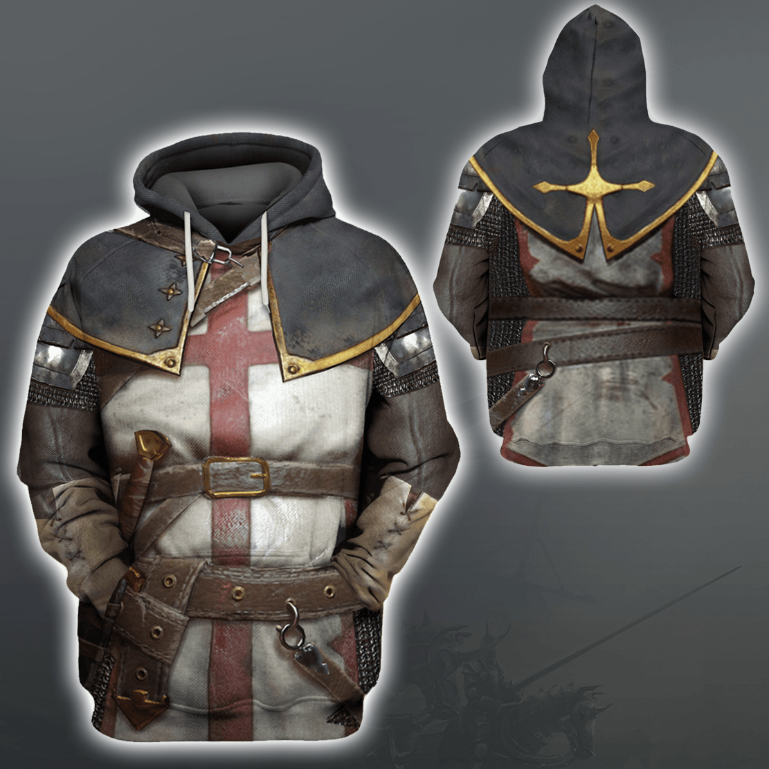 KNIGHT TEMPLAR CHAINMAIL 3D OVER PRINTED HOODIE SWEATER MP886-Apparel-MP-Hoodie-S-Vibe Cosy™