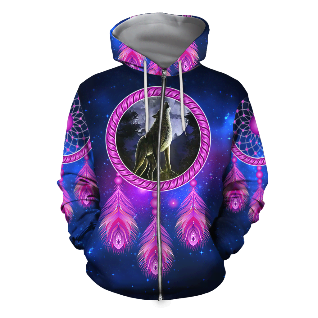 Native Wolf 3D All Over Printed Hoodie MP873-Apparel-MP-zip-up hoodie-S-Vibe Cosy™