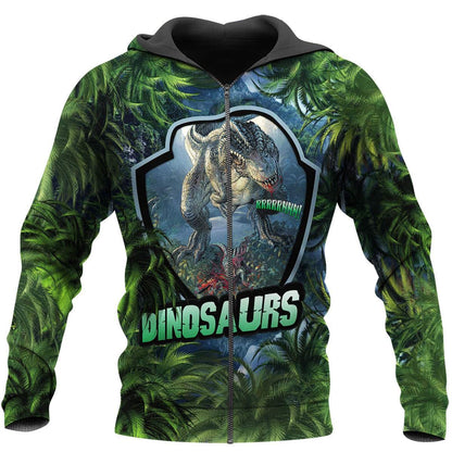 DINOSAURS 3D ALL OVER PRINTED SHIRTS MP903-Apparel-MP-zip-up hoodie-S-Vibe Cosy™