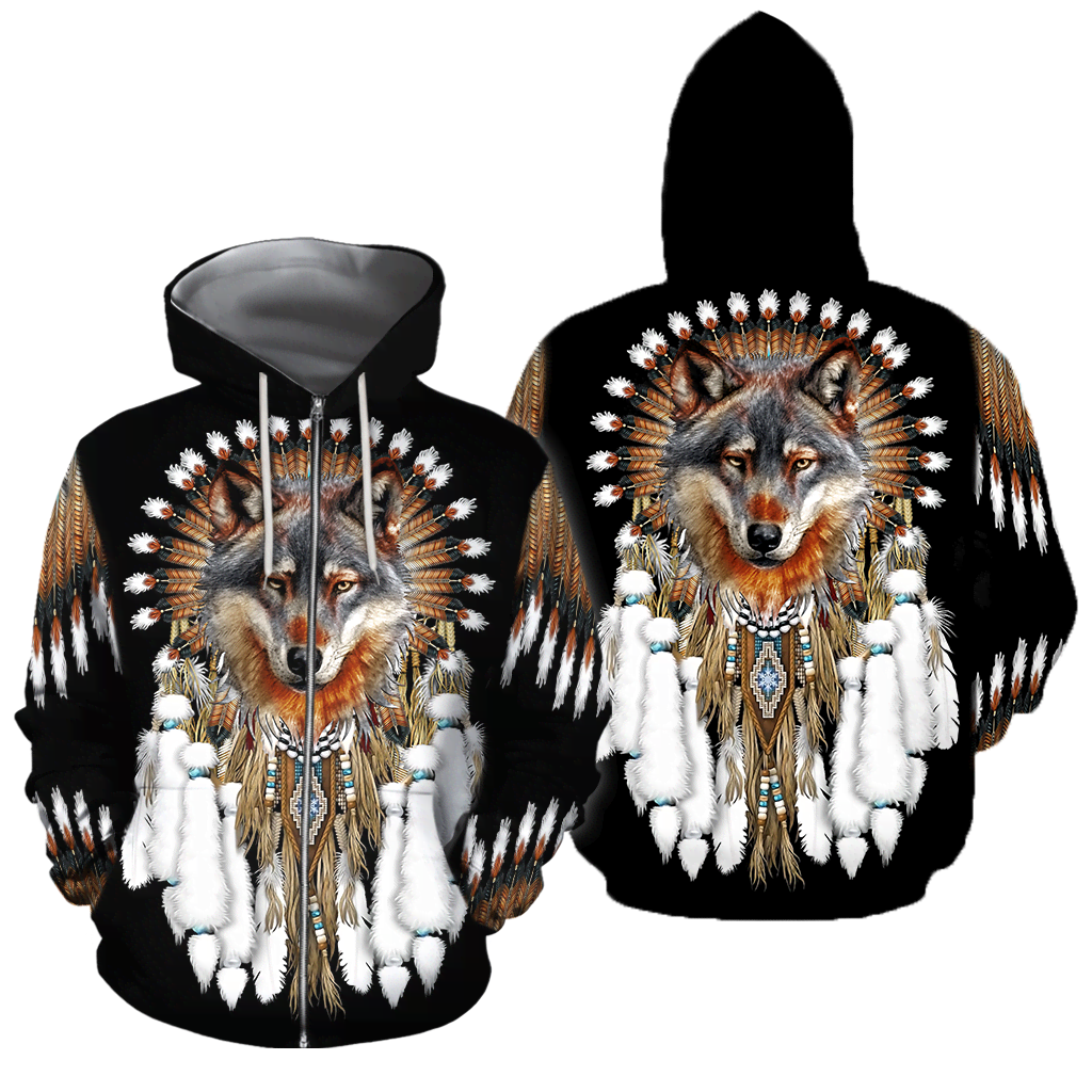 Native Wolf Dreamcatcher 3D Hoodie MP874-Apparel-MP-zip-up hoodie-S-Vibe Cosy™