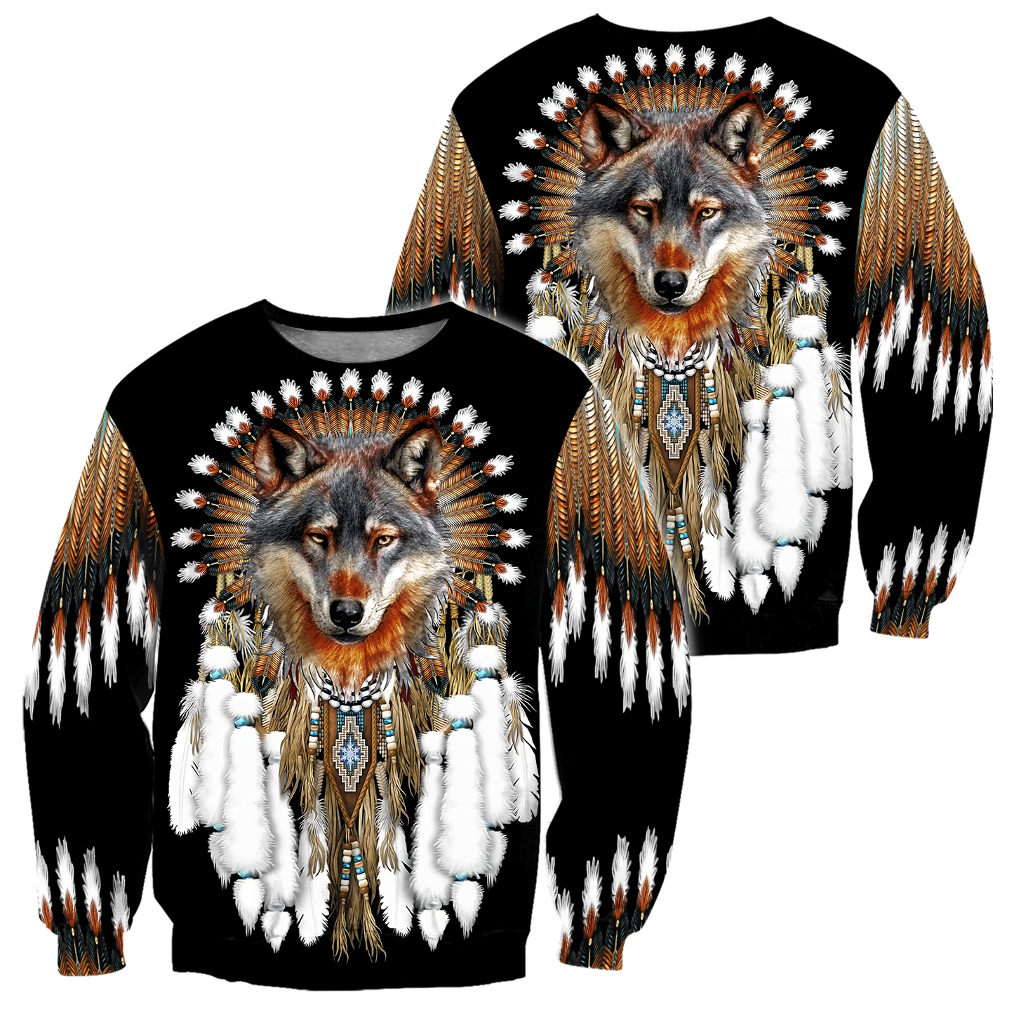 Native Wolf Dreamcatcher 3D Hoodie MP874-Apparel-MP-sweatshirt-S-Vibe Cosy™